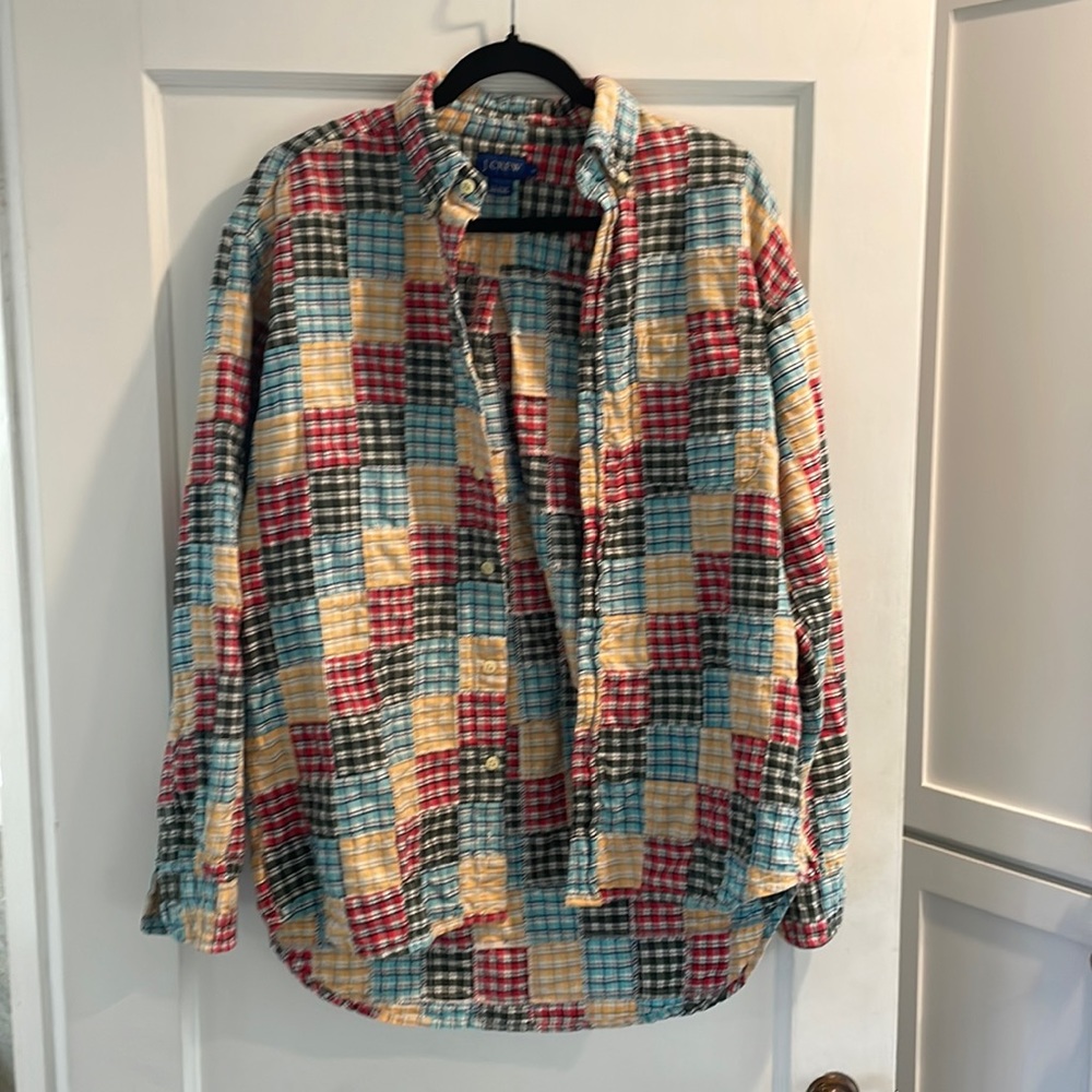 J Crew patchwork button down